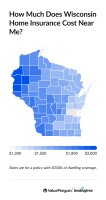 Graph showing the cost of WI home insurance by county